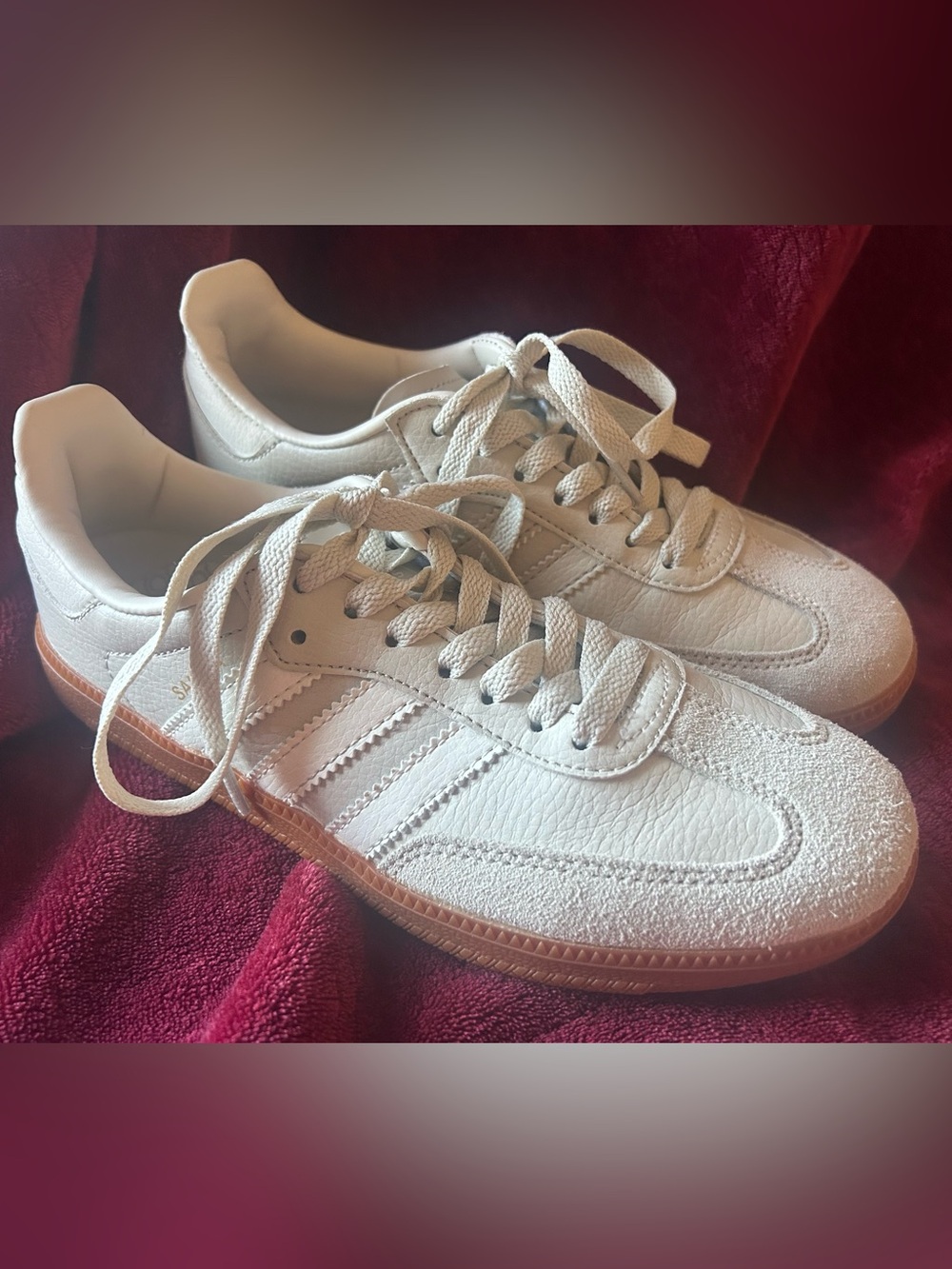 Adidas Samba OG Beige/White Sneakers With Gum Soles Like New Size 6